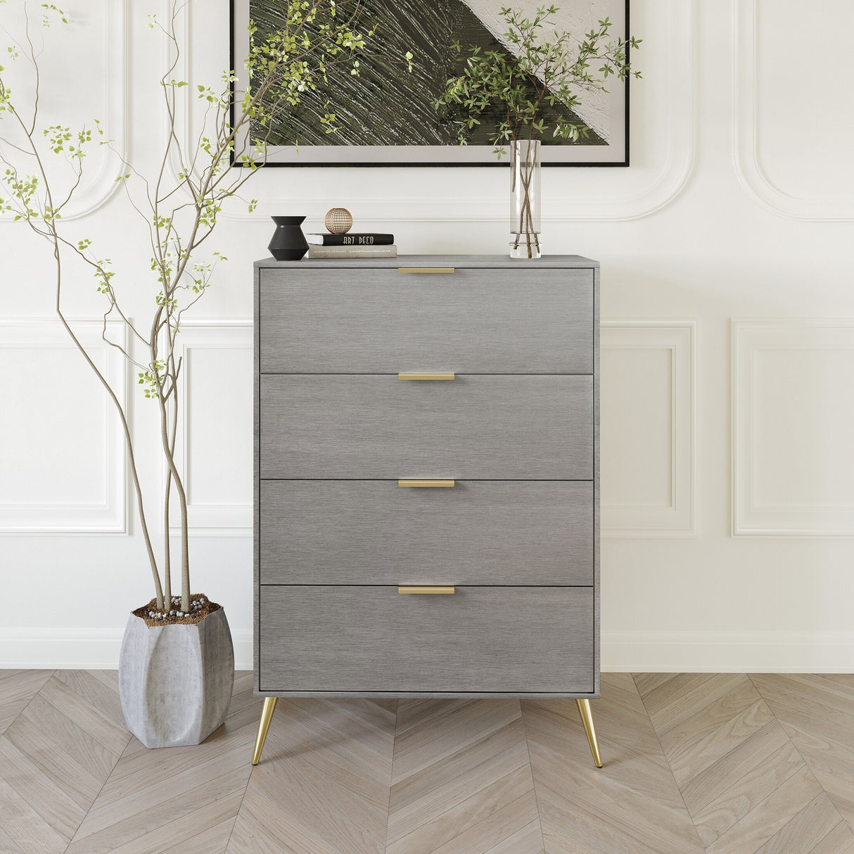 CraftPorch Contemporary 4-Drawers Wooden Chest