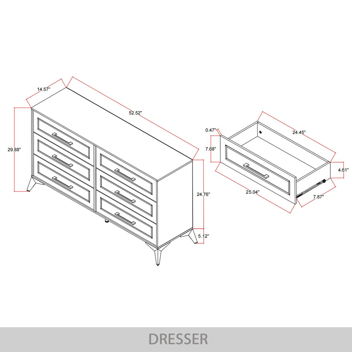CraftPorch Contemporary Dresser with 6 Drawers