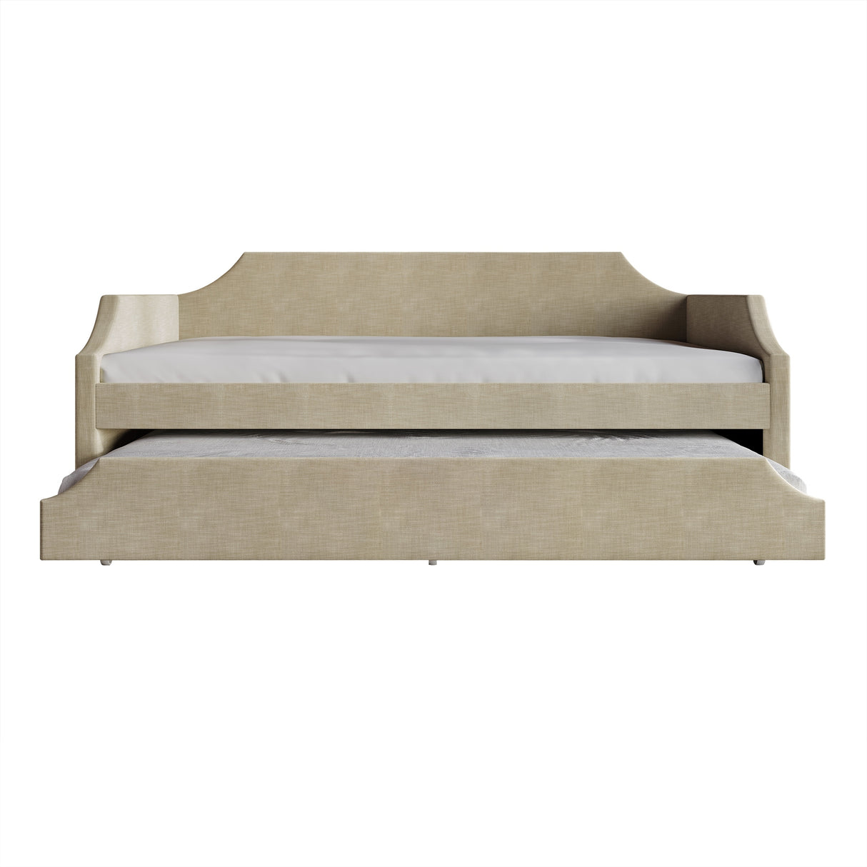 CraftPorch Elegance Linen Upholstered Twin Size Daybed with Trundle