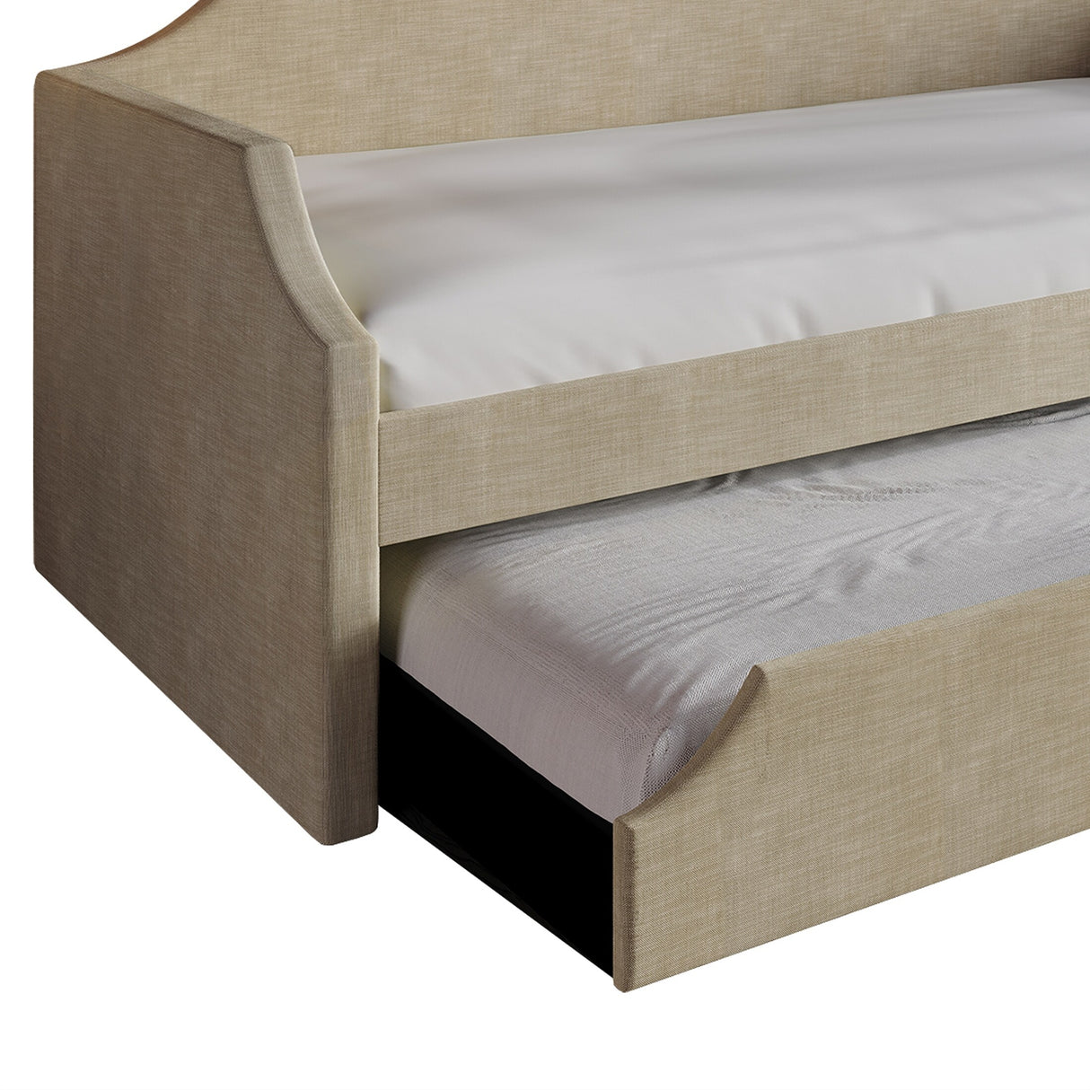 CraftPorch Elegance Linen Upholstered Twin Size Daybed with Trundle