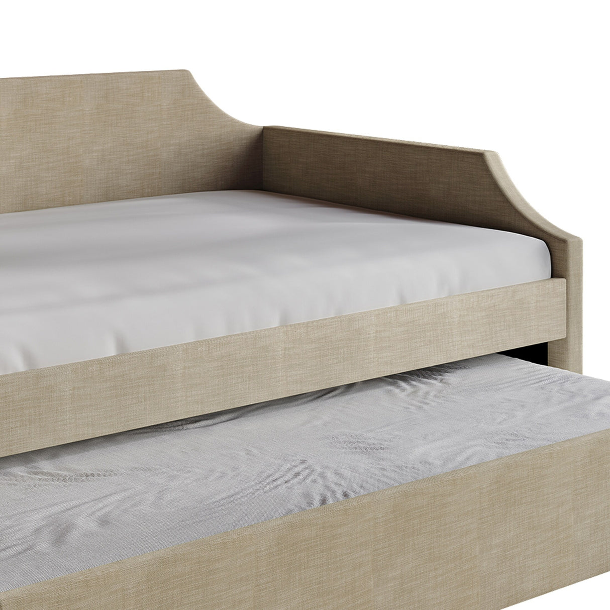 CraftPorch Elegance Linen Upholstered Twin Size Daybed with Trundle