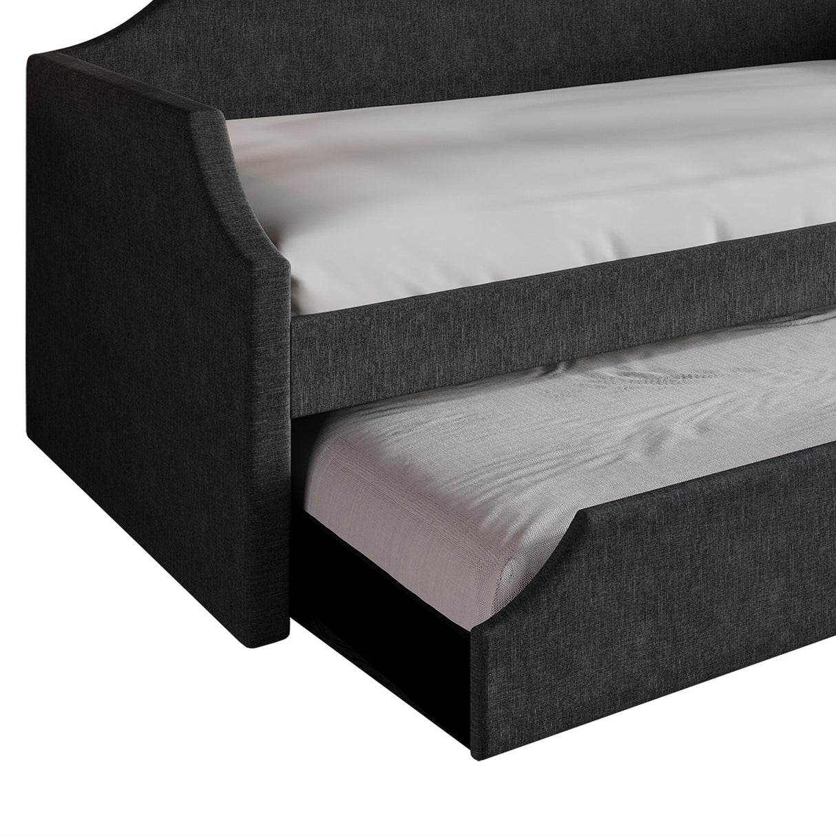 CraftPorch Elegance Linen Upholstered Twin Size Daybed with Trundle