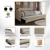 CraftPorch Elegance Linen Upholstered Twin Size Daybed with Trundle