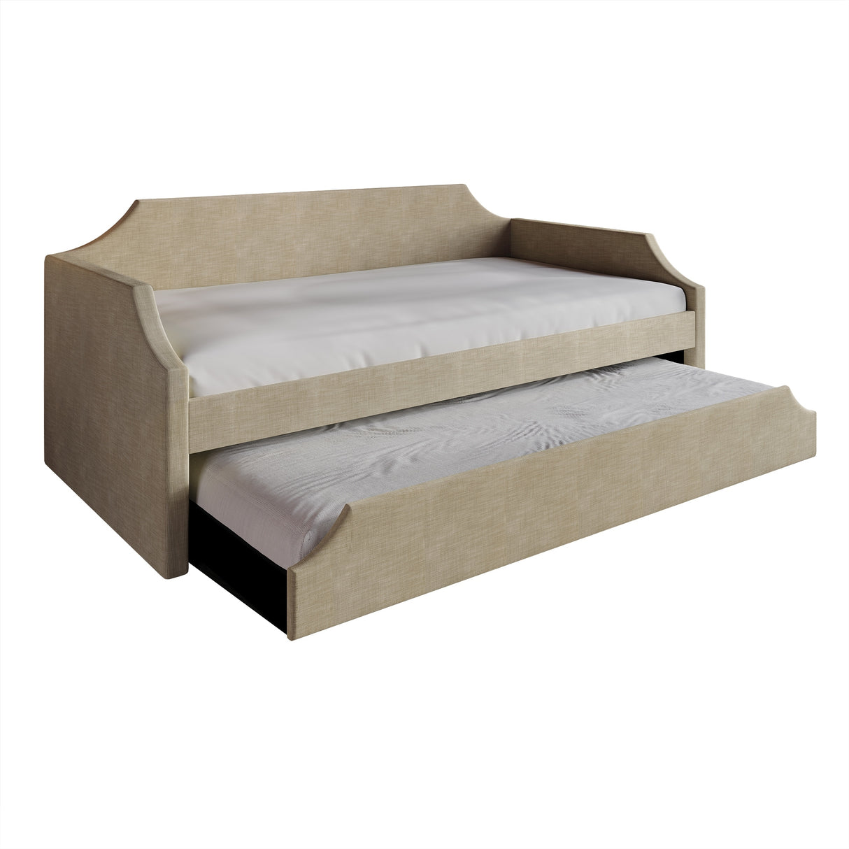 CraftPorch Elegance Linen Upholstered Twin Size Daybed with Trundle