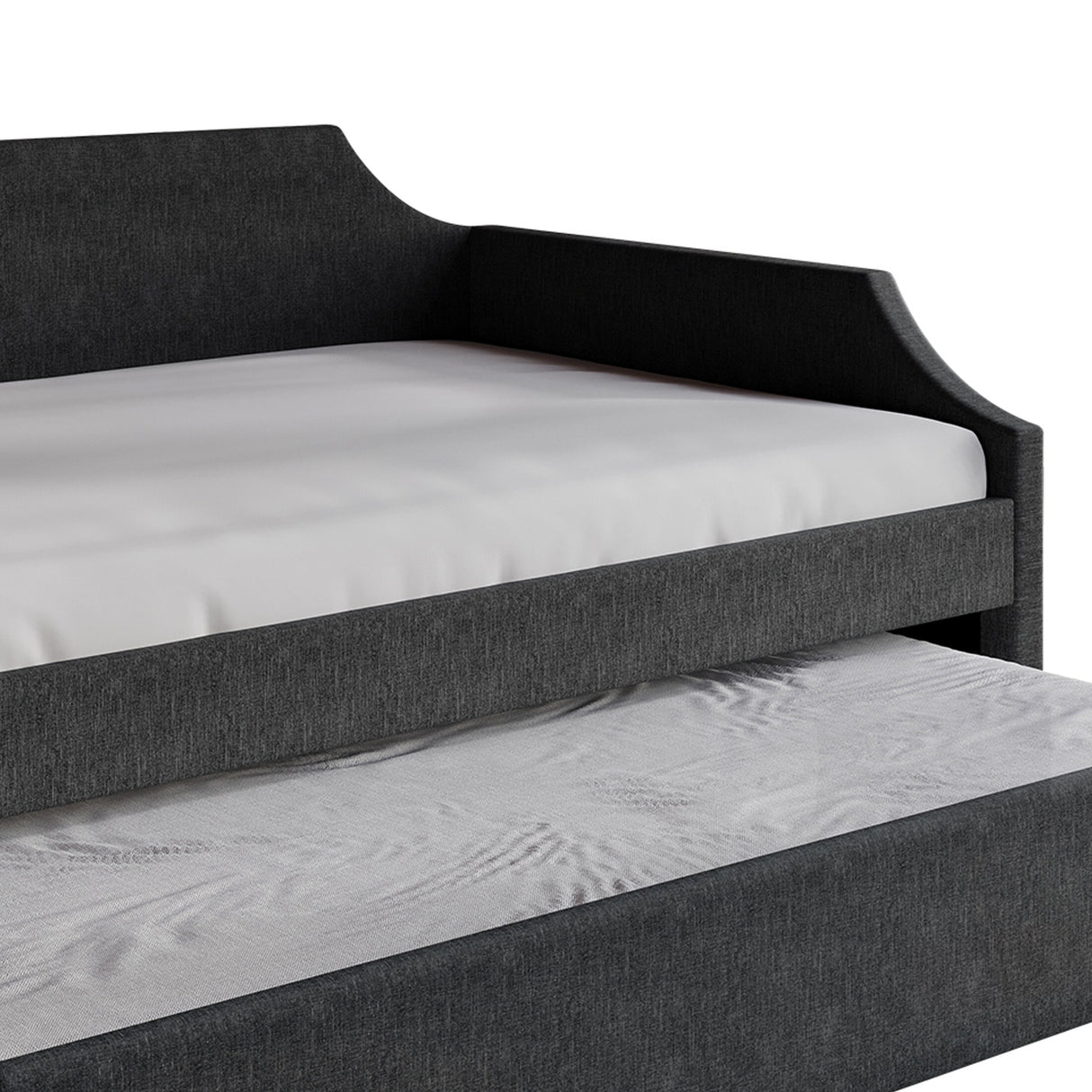 CraftPorch Elegance Linen Upholstered Twin Size Daybed with Trundle