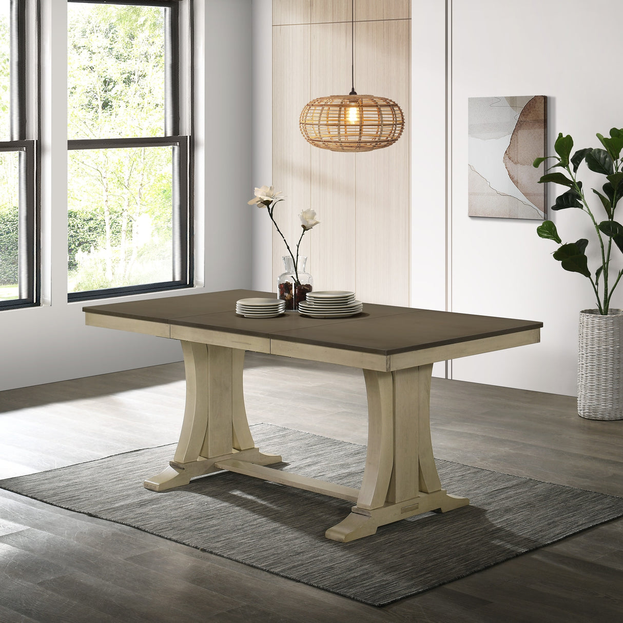 CraftPorch Elegant Farmhouse Wooden Dining Table