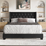CraftPorch Glam Button Tufted Wingback Upholstered Bed
