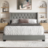 CraftPorch Glam Button Tufted Wingback Upholstered Bed