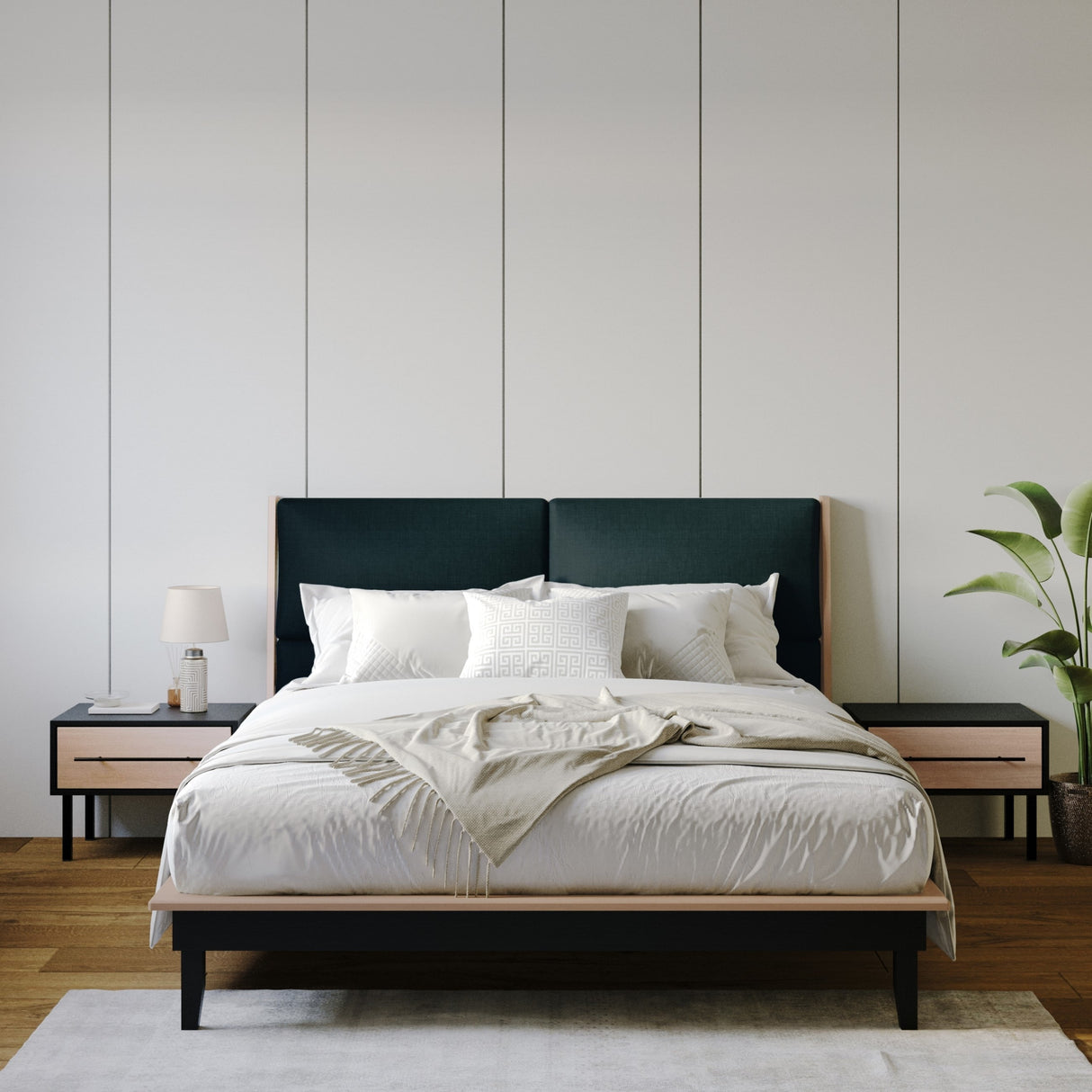 CraftPorch Mid-Century 3-pieces Wooden Bedroom Set