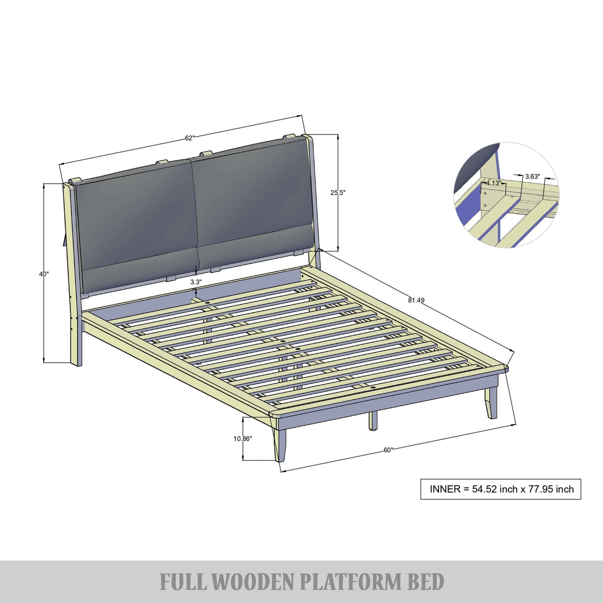 CraftPorch Mid-Century 3-pieces Wooden Bedroom Set