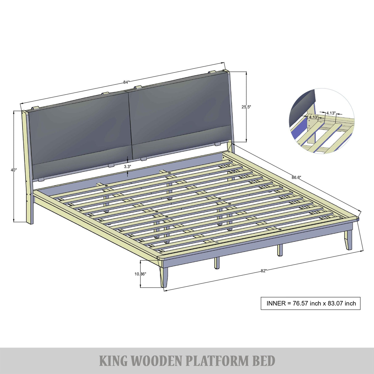 CraftPorch Mid-Century 3-pieces Wooden Bedroom Set