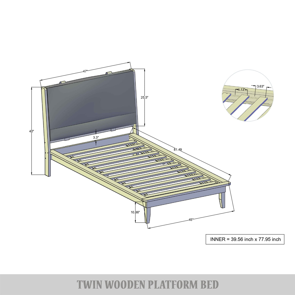 CraftPorch Mid-Century 3-pieces Wooden Bedroom Set