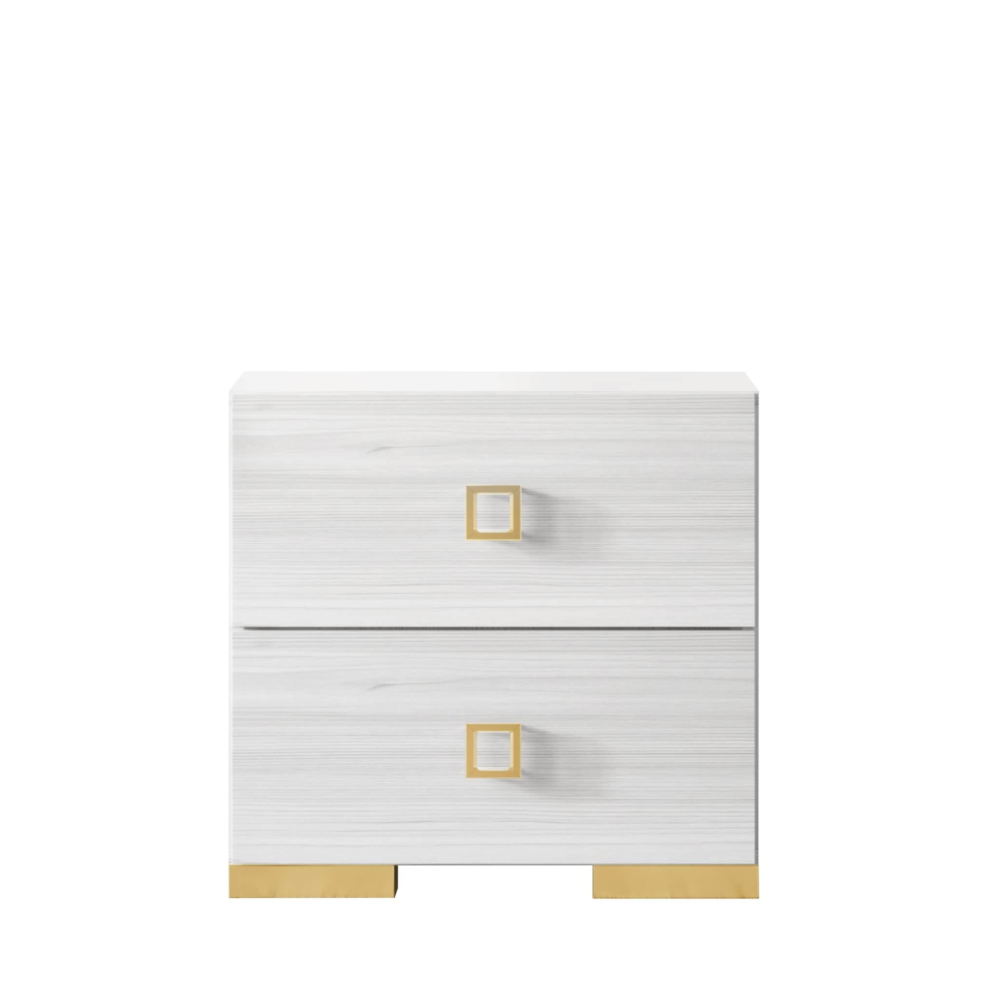CraftPorch Modern Gold Legs Storage 2-Drawer Nightstand (Set