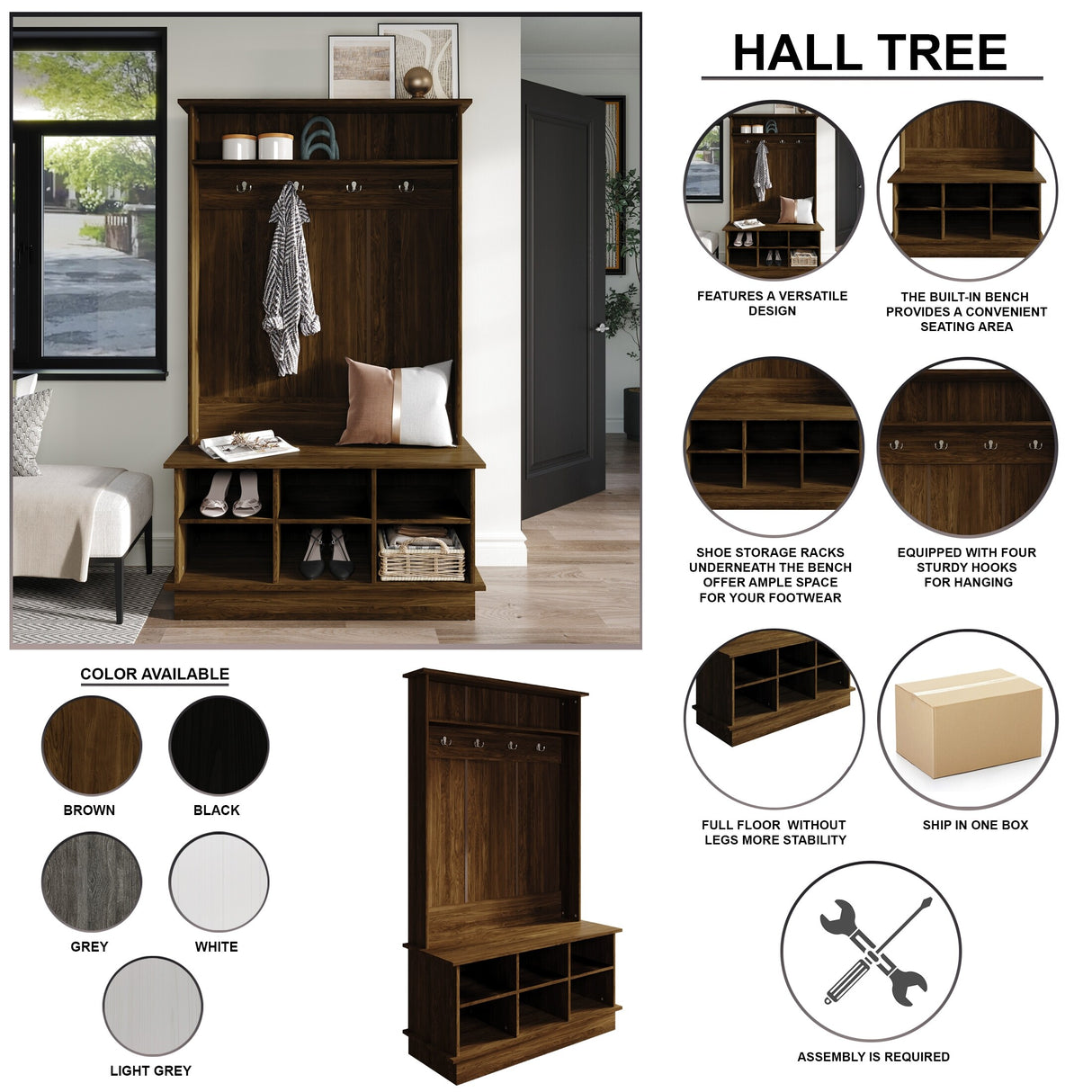 CraftPorch Modern and Contemporary Hall Tree with Storage
