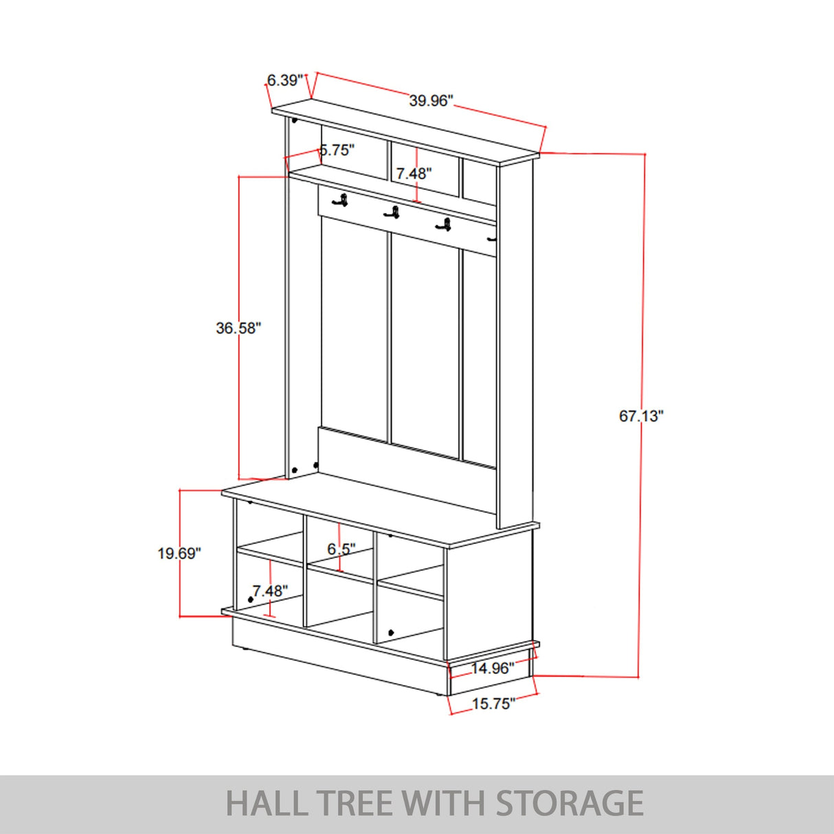 CraftPorch Modern and Contemporary Hall Tree with Storage