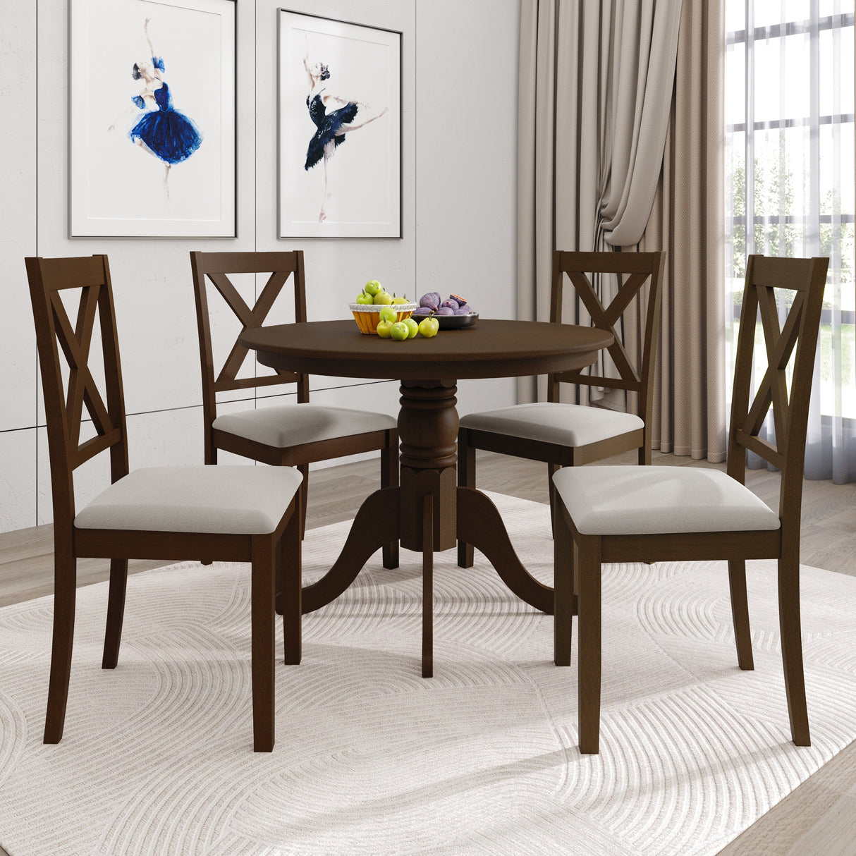 CraftPorch Rustic 5-piece Wooden Dining Set