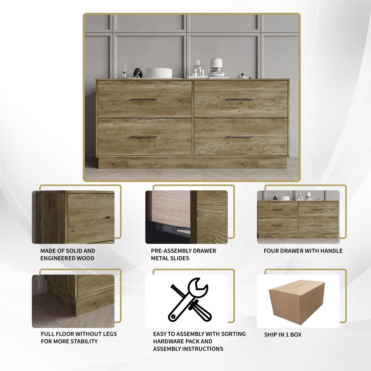 CraftPorch Simple Luxury 4-piece Bedroom Set