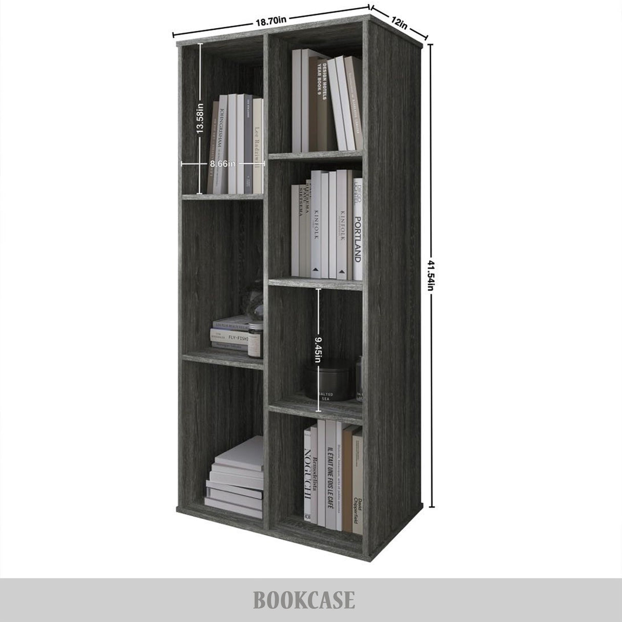 CraftPorch Simple Wooden Seven Cubby Shelves Bookcase