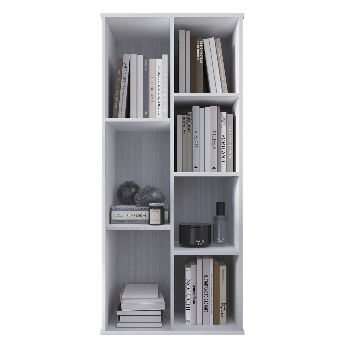 CraftPorch Simple Wooden Seven Cubby Shelves Bookcase
