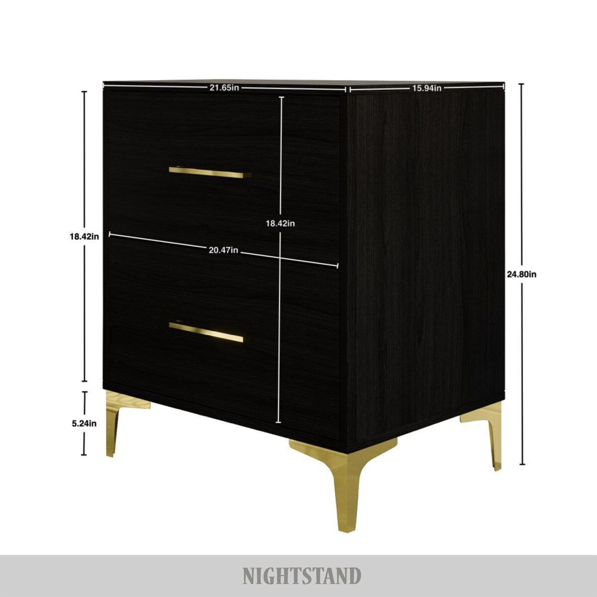 CraftPorch Simple and Stylish 2-Drawers Nightstand