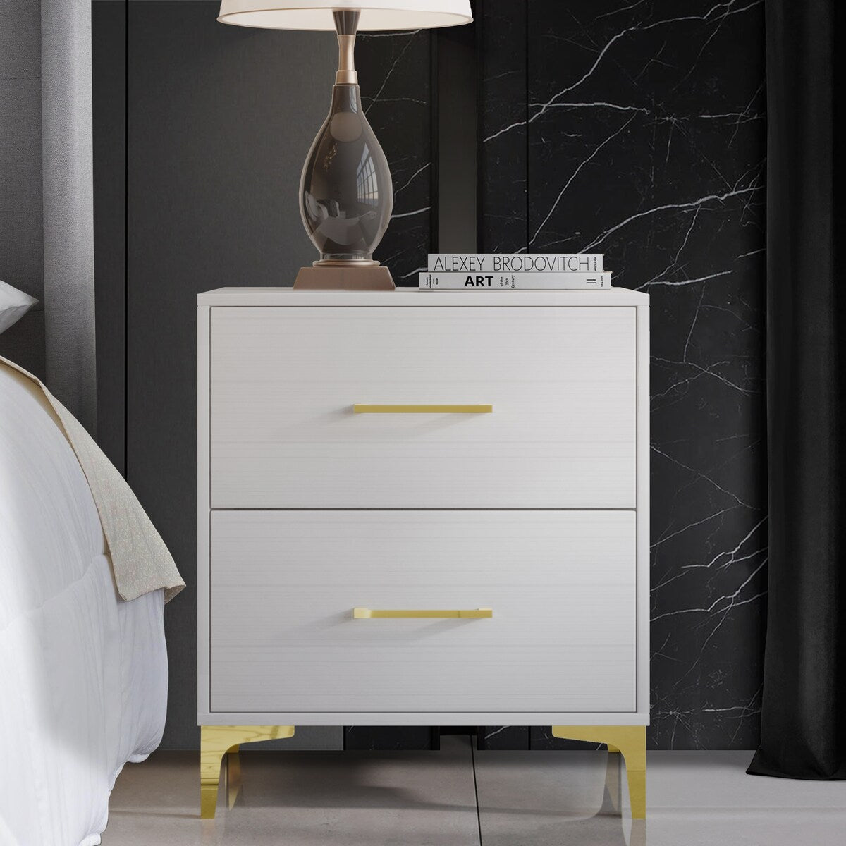 CraftPorch Simple and Stylish 2-Drawers Nightstand