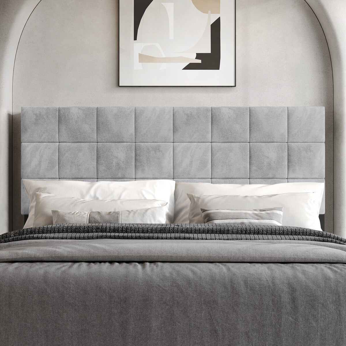 CraftPorch Square Stitching Velvet Upholstered Headboard