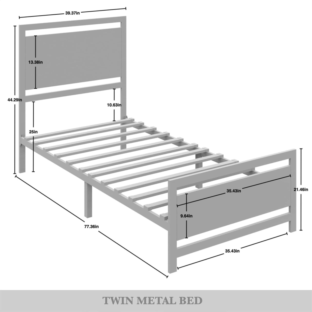 CraftPorch Transitional Metal Platform Bed