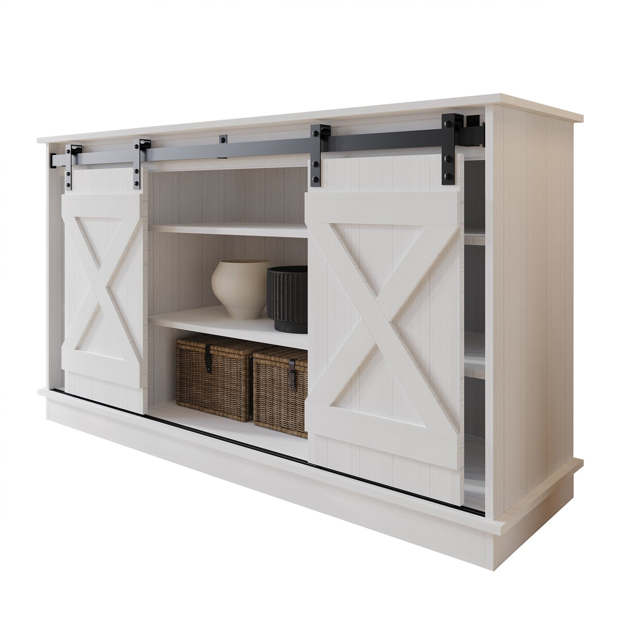 CraftPorch Vintage Style with X-shaped Metal Glides Doors Sideboard