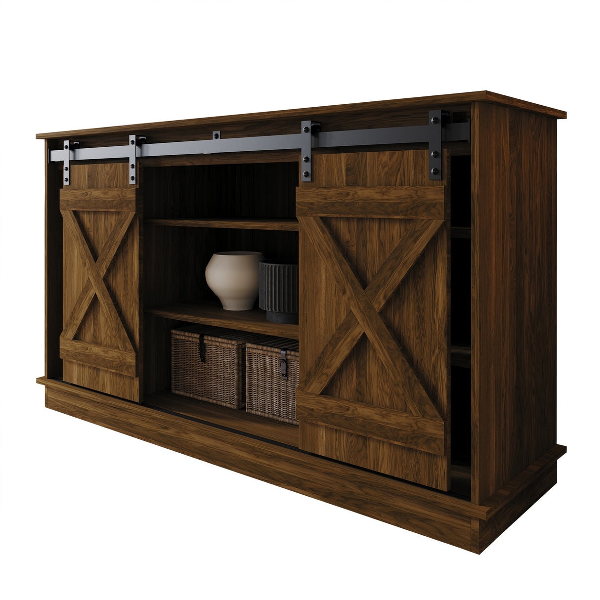 CraftPorch Vintage Style with X-shaped Metal Glides Doors Sideboard