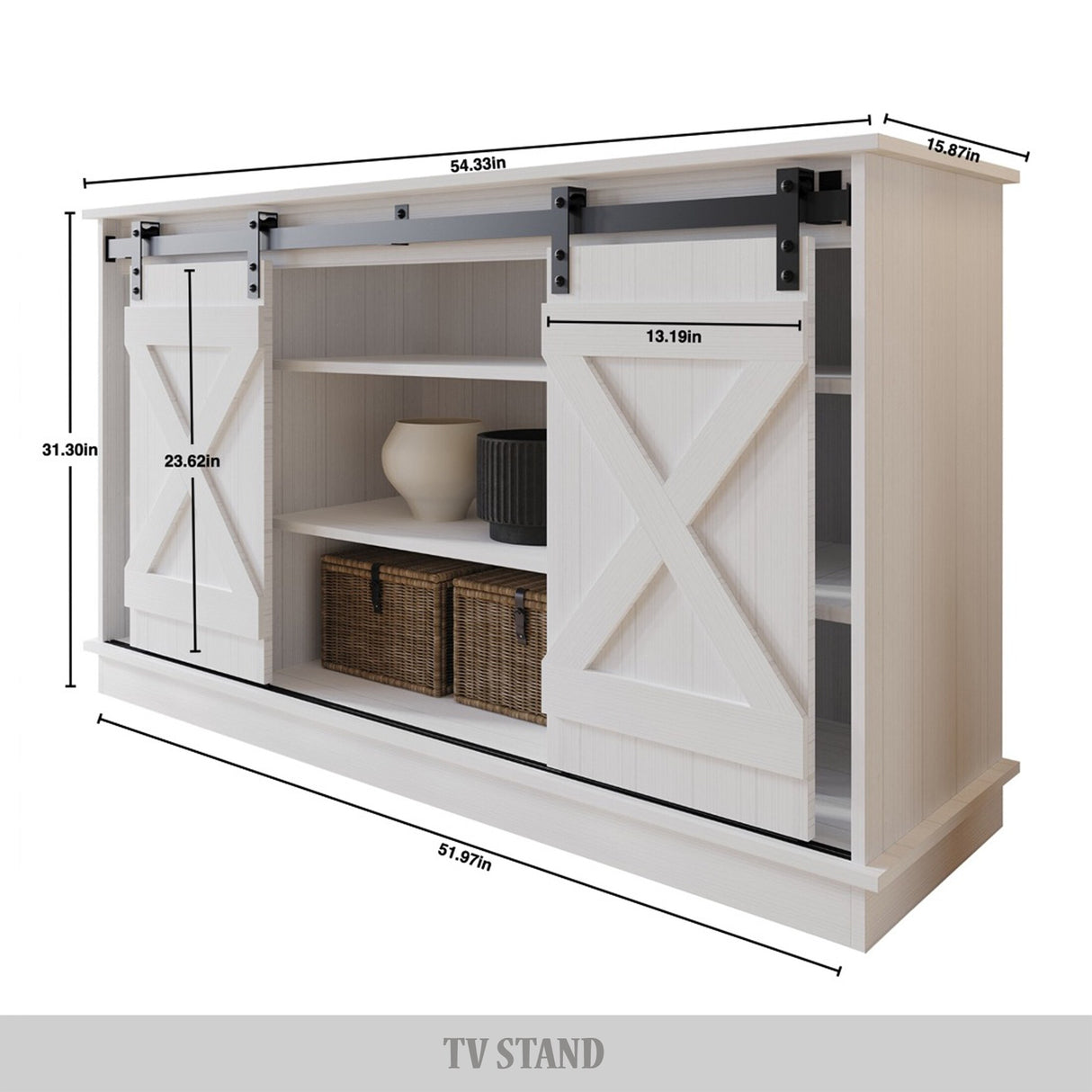 CraftPorch Vintage Style with X-shaped Metal Glides Doors Sideboard