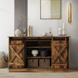 CraftPorch Vintage Style with X-shaped Metal Glides Doors Sideboard
