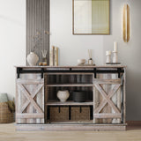 CraftPorch Vintage Style with X-shaped Metal Glides Doors Sideboard