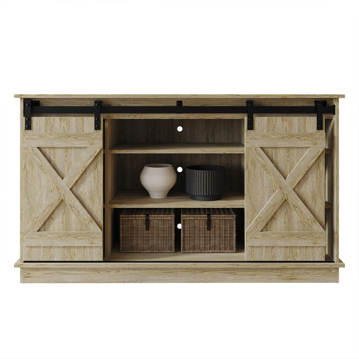CraftPorch Vintage Style with X-shaped Metal Glides Doors Sideboard