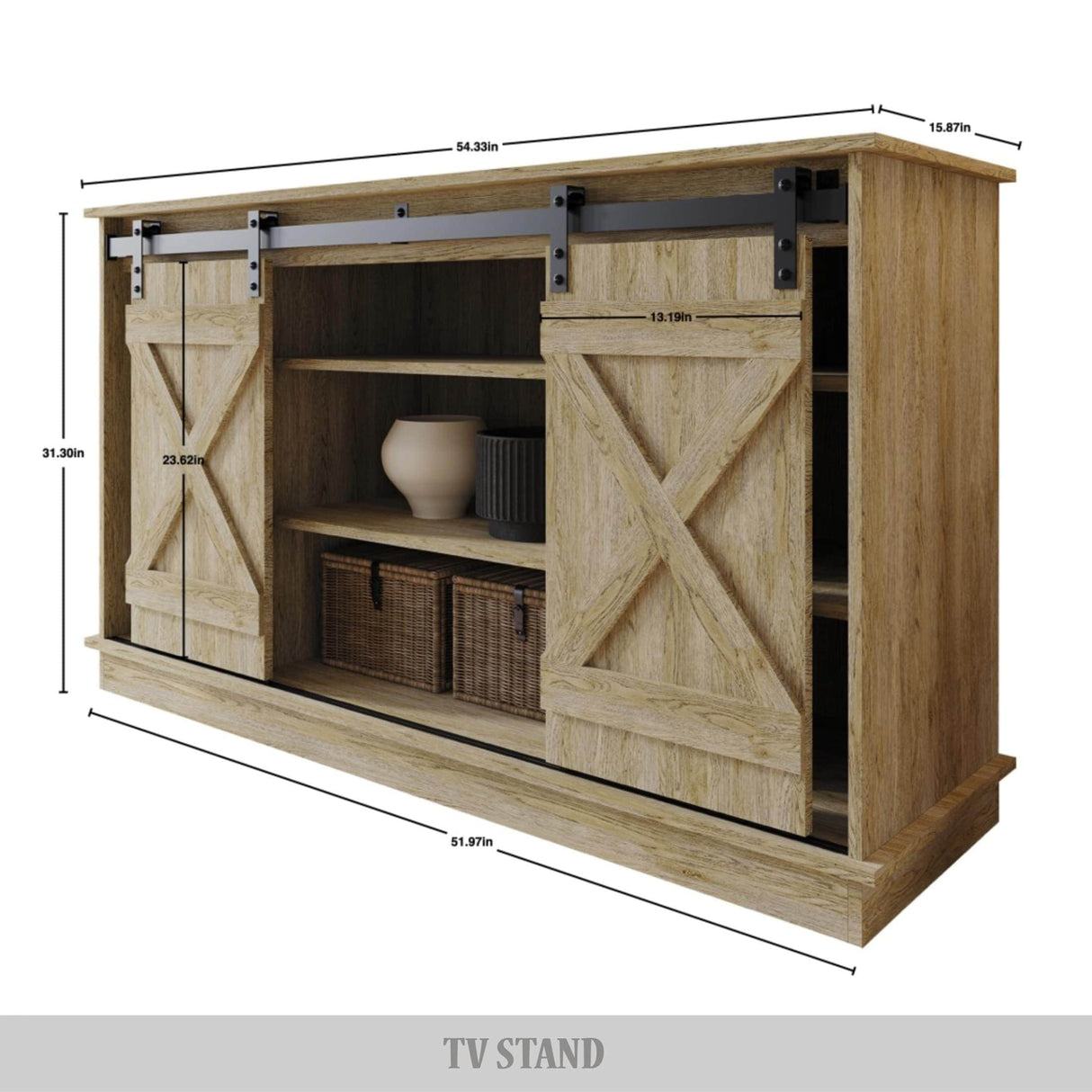 CraftPorch Vintage Style with X-shaped Metal Glides Doors Sideboard