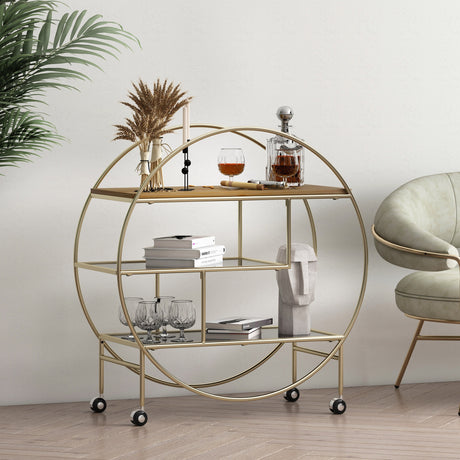 Cragin Firwood and Tempered Glass 3 Shelf Circular Bookcase by Christopher Knight Home