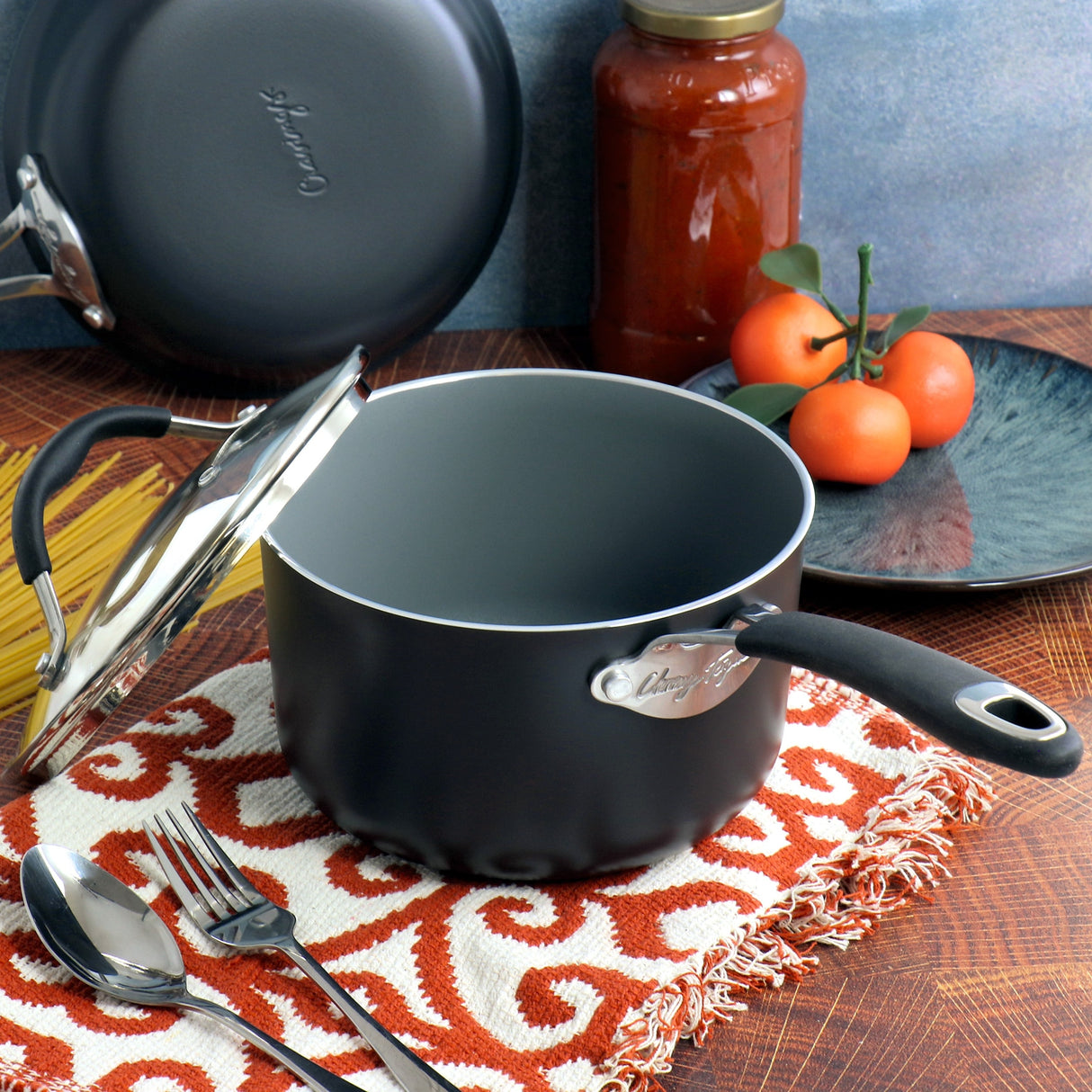 Cravings by Chrissy Teigen 10 Piece Hard Anodized Aluminum Nonstick Cookware Set in Grey