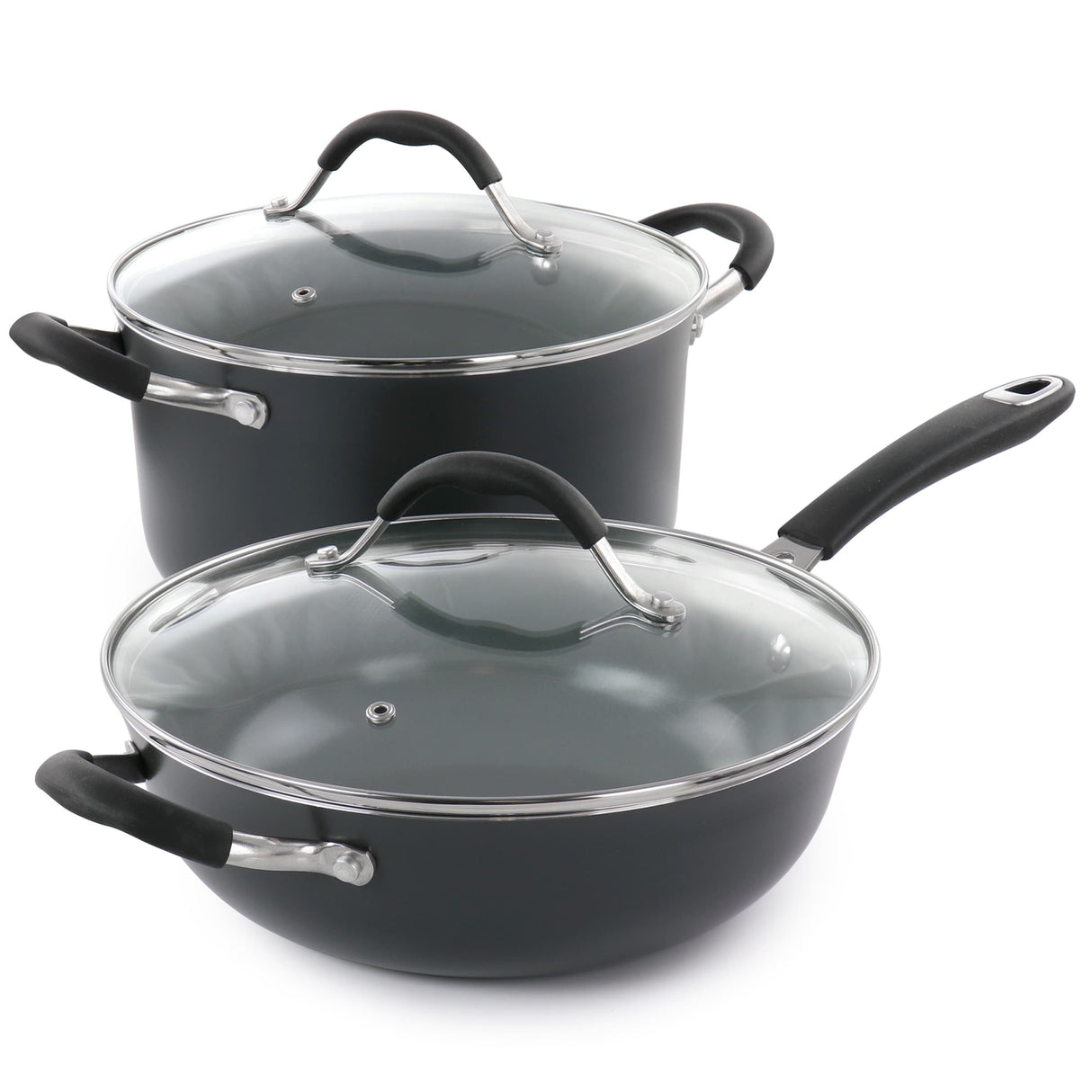 Cravings by Chrissy Teigen 10 Piece Hard Anodized Aluminum Nonstick Cookware Set in Grey
