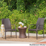 Crawford Outdoor 3-piece Round Wicker Bistro Chat Set by Christopher Knight Home