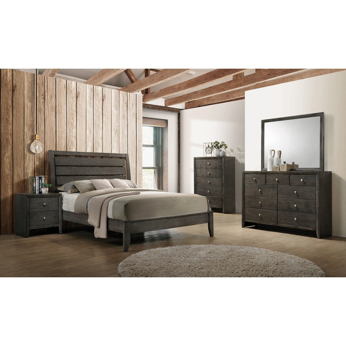 Crawley Mod Grey 5-piece Panel Bedroom Set
