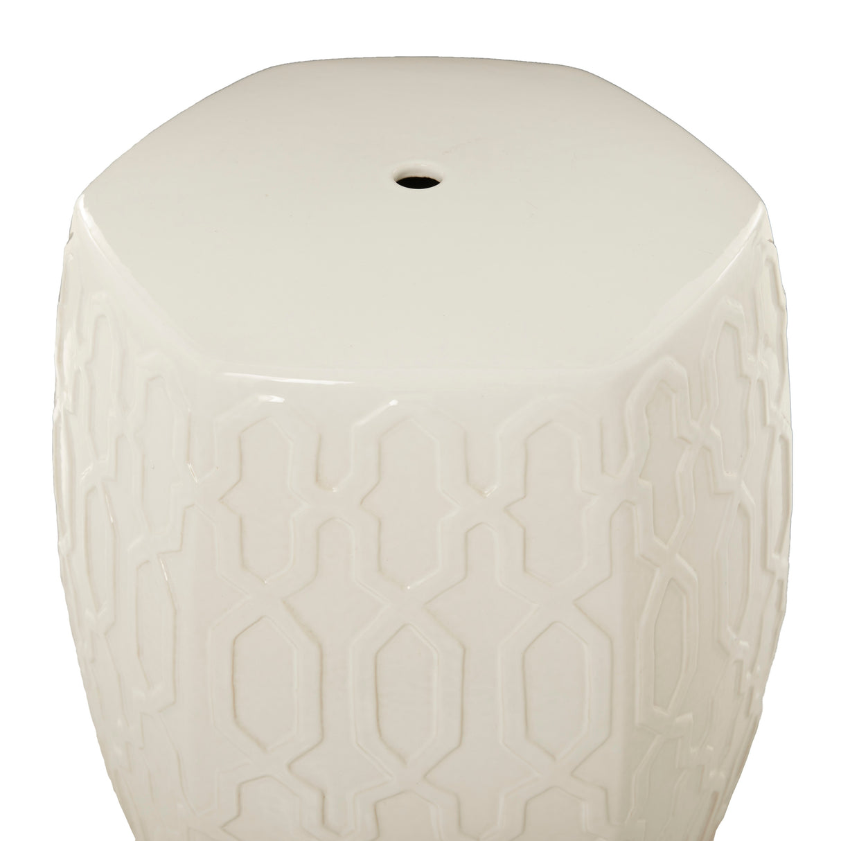 Cream Ceramic Contemporary Accent Table - 13 x 14 x 19 Round