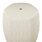 Cream Ceramic Contemporary Accent Table - 13 x 14 x 19 Round