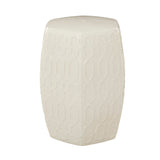 Cream Ceramic Contemporary Accent Table - 13 x 14 x 19 Round