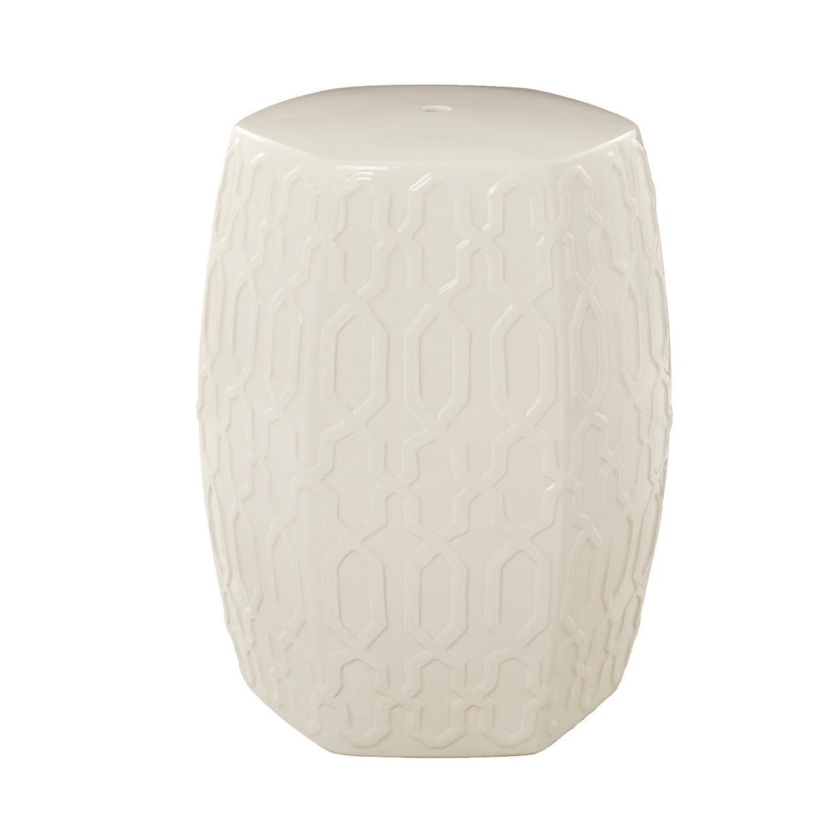 Cream Ceramic Contemporary Accent Table - 13 x 14 x 19 Round