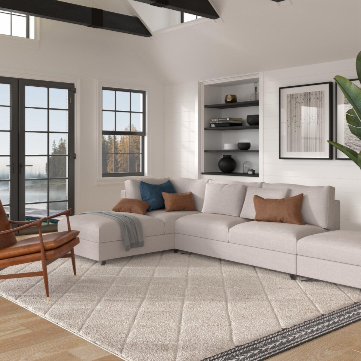 Cream Polypropylene Tufted Area Rug 8x10 - 8' x 10'
