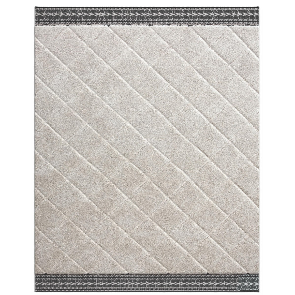 Cream Polypropylene Tufted Area Rug 8x10 - 8' x 10'