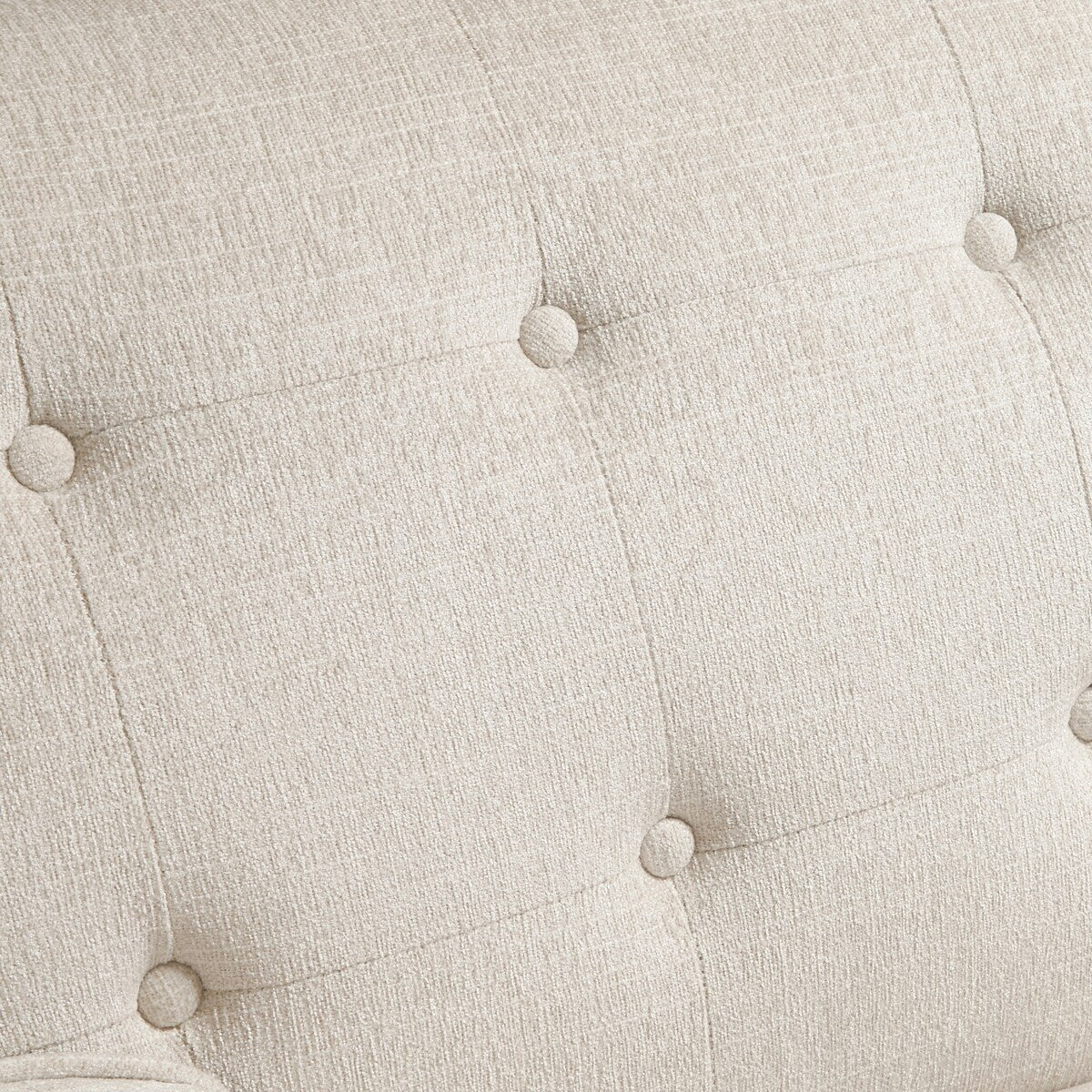 Cream Upholstered Button-tufted Loveseat with Brown Cylindrical Wood Legs