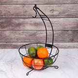 Creative Home Deluxe Iron Works Banana Tree Fruit Basket with Black Powder Coating, 18.5" Height, Dark Gray