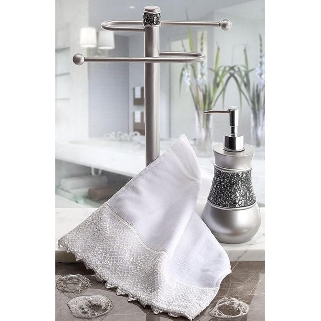 Creative Scents Brushed Nickel Silver Countertop Fingertip Towel Stand