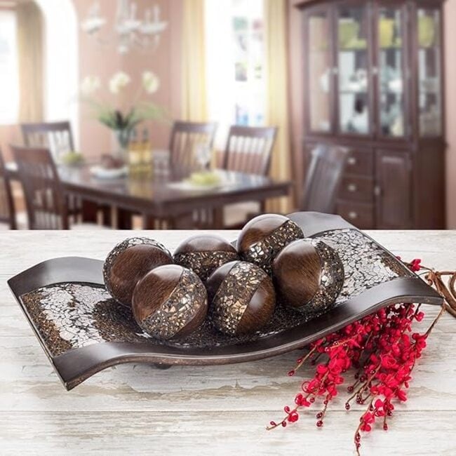 Creative Scents Schonwerk Decorative Walnut Color Centerpiece Dish