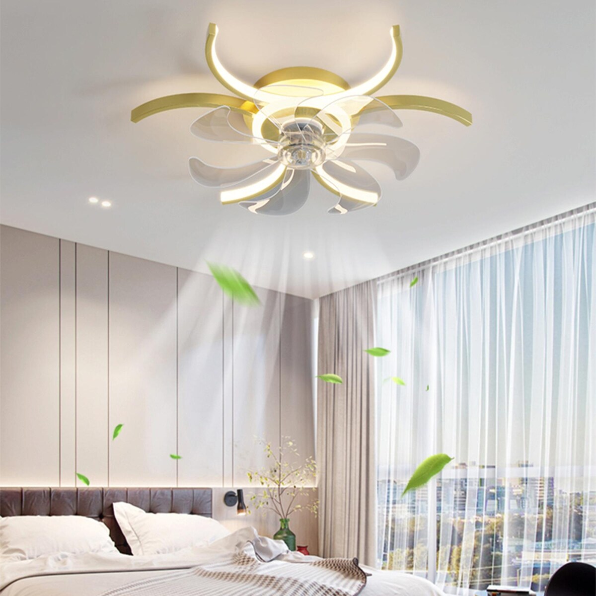 Creative Style 20-Inch Ceiling Fan with Dimmable LED, Remote Control, 6-Speed Wind
